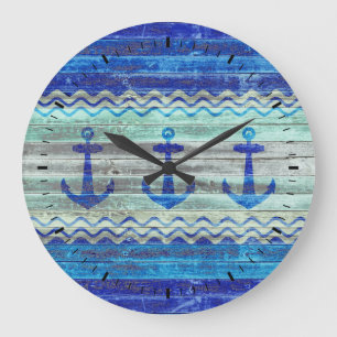 Rustige marineblauw-kustverankeringspunten grote klok