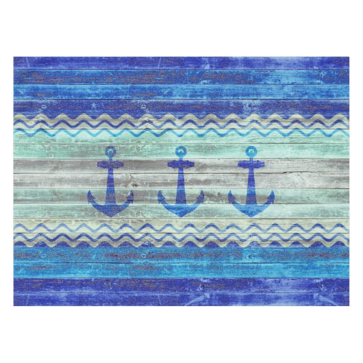Rustige marineblauw-kustverankeringspunten tafelkleed (Voorkant (Horizontaal))