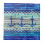 Rustige marineblauw-kustverankeringspunten tegeltje (Voorkant)