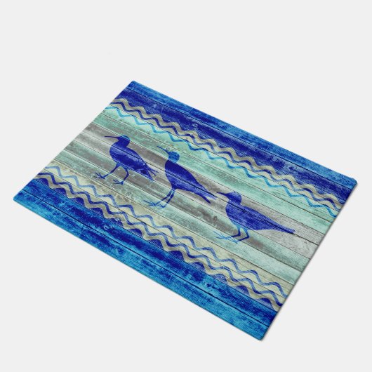 Rustige marineblauw kustvuilnis deurmat (Schuin)