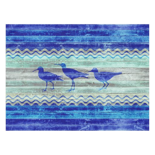 Rustige marineblauw kustvuilnis tafelkleed (Voorkant (Horizontaal))