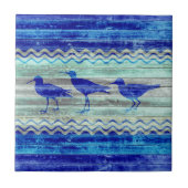 Rustige marineblauw kustvuilnis tegeltje (Voorkant)