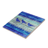 Rustige marineblauw kustvuilnis tegeltje (Zijkant)