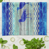 Rustige marineblauw kustvuilnis theedoek (Gevouwen)