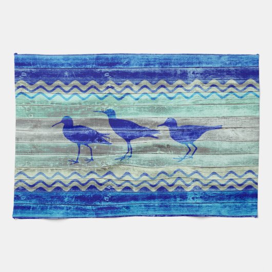 Rustige marineblauw kustvuilnis theedoek (Horizontaal)