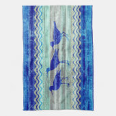 Rustige marineblauw kustvuilnis theedoek (Verticaal)