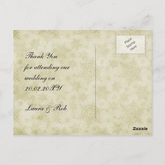 Rustige "marineblauw" winterbruiloft Dank u Briefkaart (Achterkant)