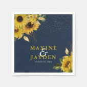 Rustige marineblauw - zonnebloem en goudbruin Conf Servet (Voorkant)