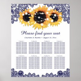 Rustige marineblauw - zonnebloempitje 8 poster