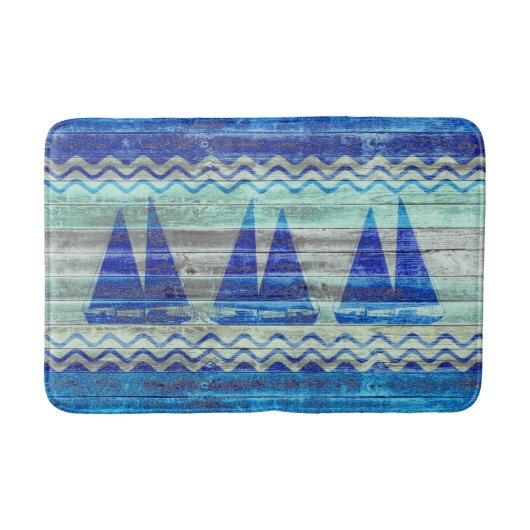 Rustige marineboot Blauwe kustboot Badmat (Voorkant)