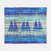 Rustige marineboot Blauwe kustboot Fleece Deken (Voorkant (Horizontaal))