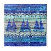 Rustige marineboot Blauwe kustboot Tegeltje (Voorkant)