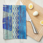 Rustige marineboot Blauwe kustboot Theedoek (Quarter Fold)