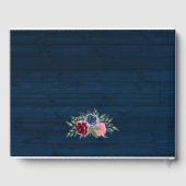 Rustige marineboot Blue Burgundy Blush Floral Wedd Gastenboek (Achterkant)