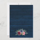 Rustige marineboot Blue Burgundy Blush Floral Wedd Save The Date (Achterkant)