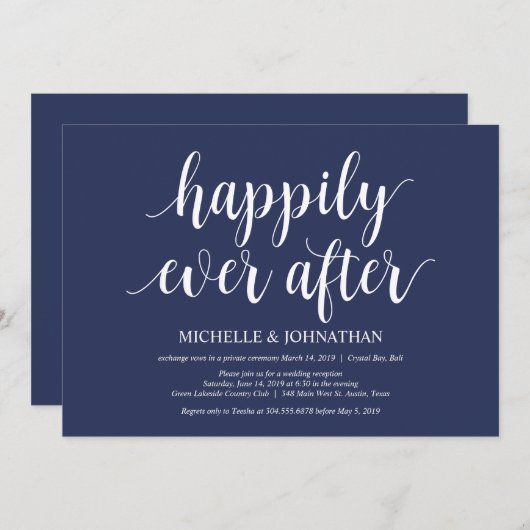 Rustige marineboot Blue Wedding Elopement Kaart (Voorkant / Achterkant)