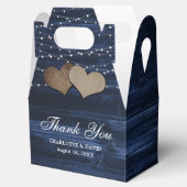 Rustige marineboot Blue Wood Wedding Favor Box Bedankdoosjes (Geopend)
