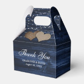 Rustige marineboot Blue Wood Wedding Favor Box Bedankdoosjes (Voorkant Zijde)