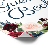 Rustige marineboot Marsala Floral Wedding Guest Si Poster (Hoek)