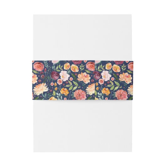 Rustige marinedag Burgundy en Blush Herfst Floral  Uitnodigingen Wikkel (Achterkant Voorbeeld)