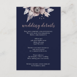 Rustige marinesnoorse boerenbruiloft informatiekaartje