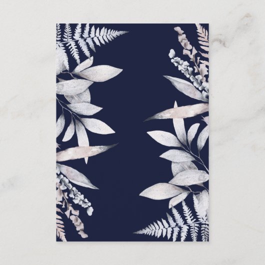 Rustige marinesnoorse boerenbruiloft informatiekaartje (Achterkant)