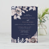 Rustige marinesnoorse boerenbruiloft kaart (Staand voorkant)