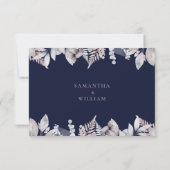 Rustige marinesnoorse boerenbruiloft RSVP kaartje (Achterkant)