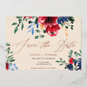 Rustige marinevlooienbruiloft met boeroendi, met u folie uitnodiging (Voorkant)