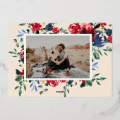 Rustige marinevlooienbruiloft met boeroendi, met u folie uitnodiging (Achterkant)