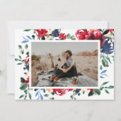 Rustige marinevlooienbruiloft met boeroendi, met u save the date (Achterkant)