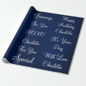 Rustige marinewitte fluweel, gepersonaliseerd cadeaupapier (Uitgerold)