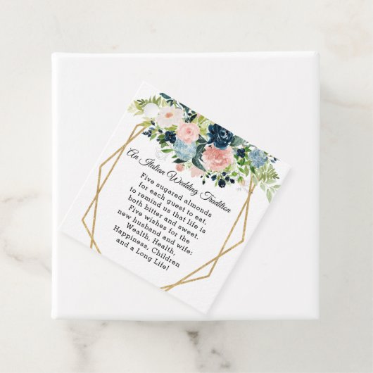 Rustige marinezeemacht - goudbloem - geometrische  bedankjes labels (In situ)