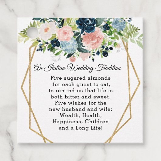 Rustige marinezeemacht - goudbloem - geometrische  bedankjes labels (Voorkant)