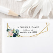 Rustige marinezeemacht - goudbloem - geometrische  etiket (Insitu)