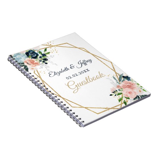 Rustige marinezeemacht - goudbloem - geometrische  notitieboek (Rechterzijde)