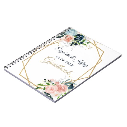 Rustige marinezeemacht - goudbloem - geometrische  notitieboek (Linkerzijde)