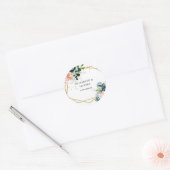 Rustige marinezeemacht - goudbloem - geometrische  ronde sticker (Envelop)