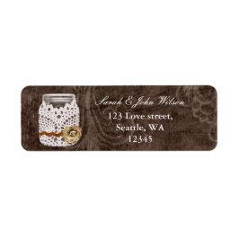 rustige mason jar bruiloft , retour address label