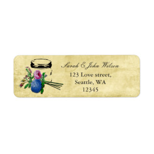 rustige mason jar bruiloft , retour address label