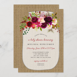 Rustige mason jar floral baby shower kaart