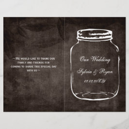 Rustige mason jar folded Wedding programme