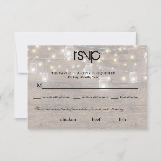 Rustige Mason Lights Reception Dinner RSVP Entree (Achterkant)