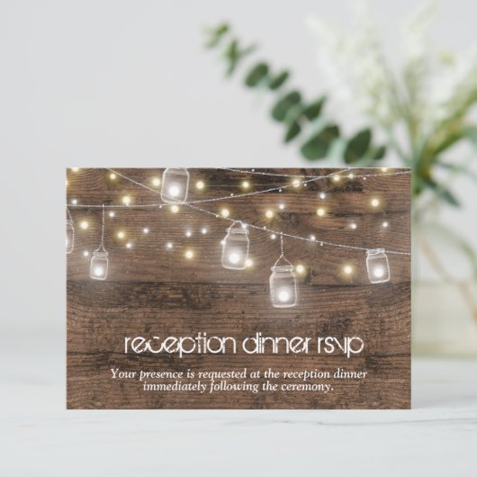 Rustige Mason Lights Reception Dinner RSVP Entree Kaart (Staand voorkant)