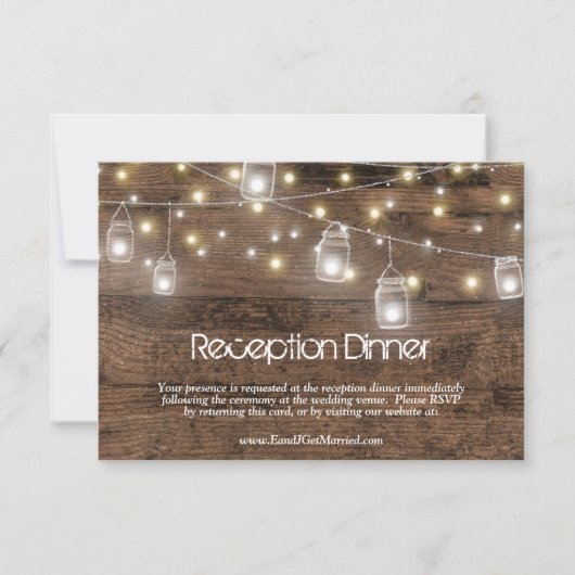 Rustige Mason Lights Reception Dinner RSVP Entree Kaartje (Voorkant)