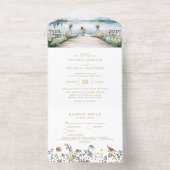 Rustige Meer Wilde Bloem | Boho Bruiloft All In One Uitnodiging (Binnenkant)