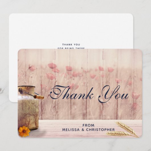 Rustige melk kan met woeste en bloemen bedankkaart (Voorkant / Achterkant)