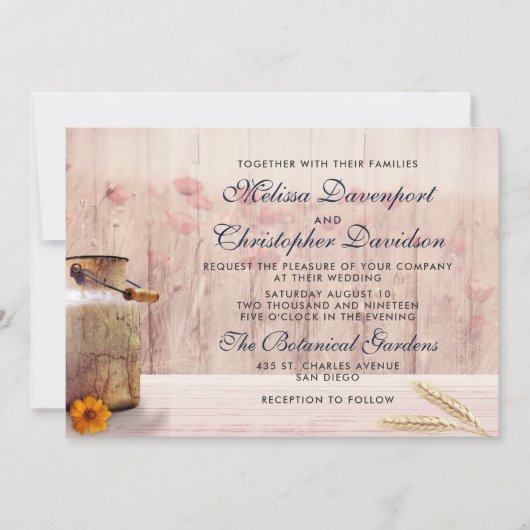 Rustige melk kan met woeste en bloemen kaart (Voorkant)