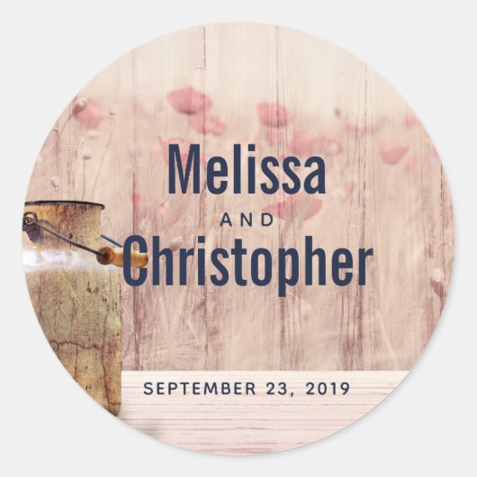 Rustige melk kan met woeste en bloemen ronde sticker (Voorkant)