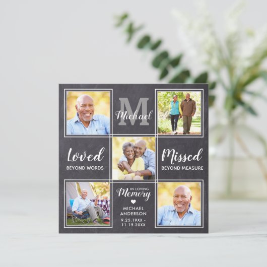 Rustige Memorial Foto Collage Keepomwille Sympathi Bedankkaart (Staand voorkant)